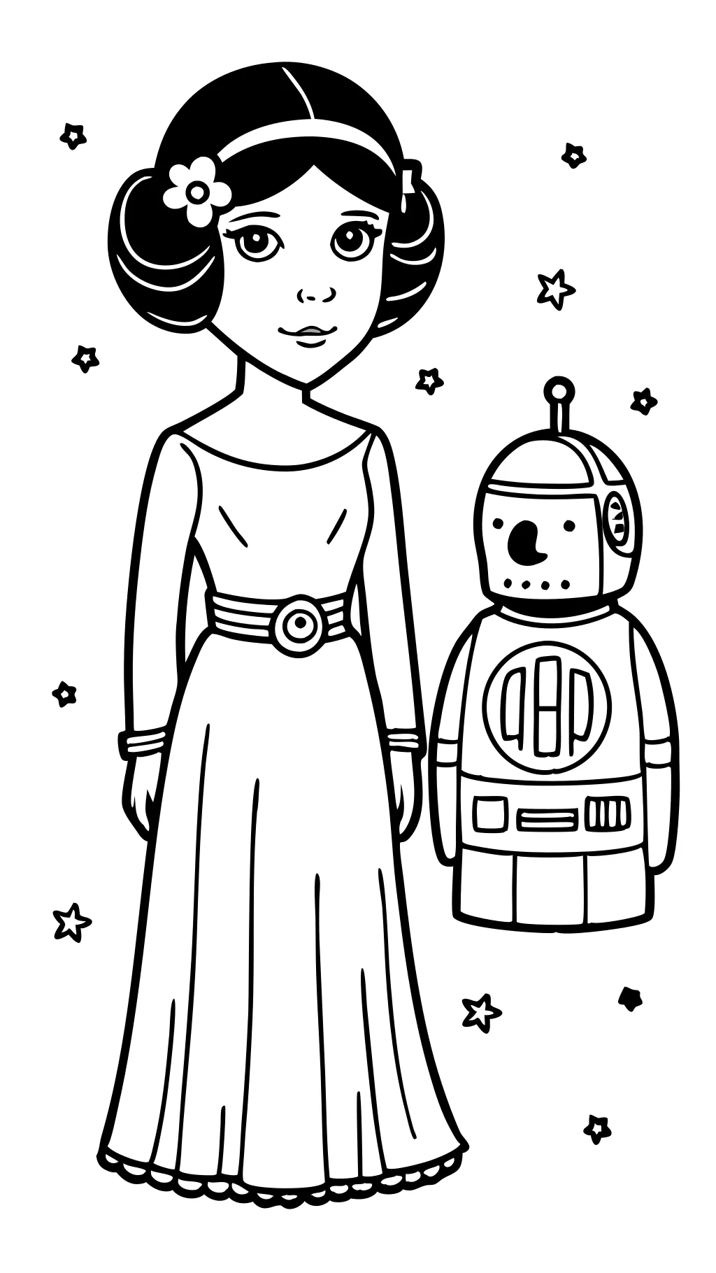 Página para colorear de la princesa Leia